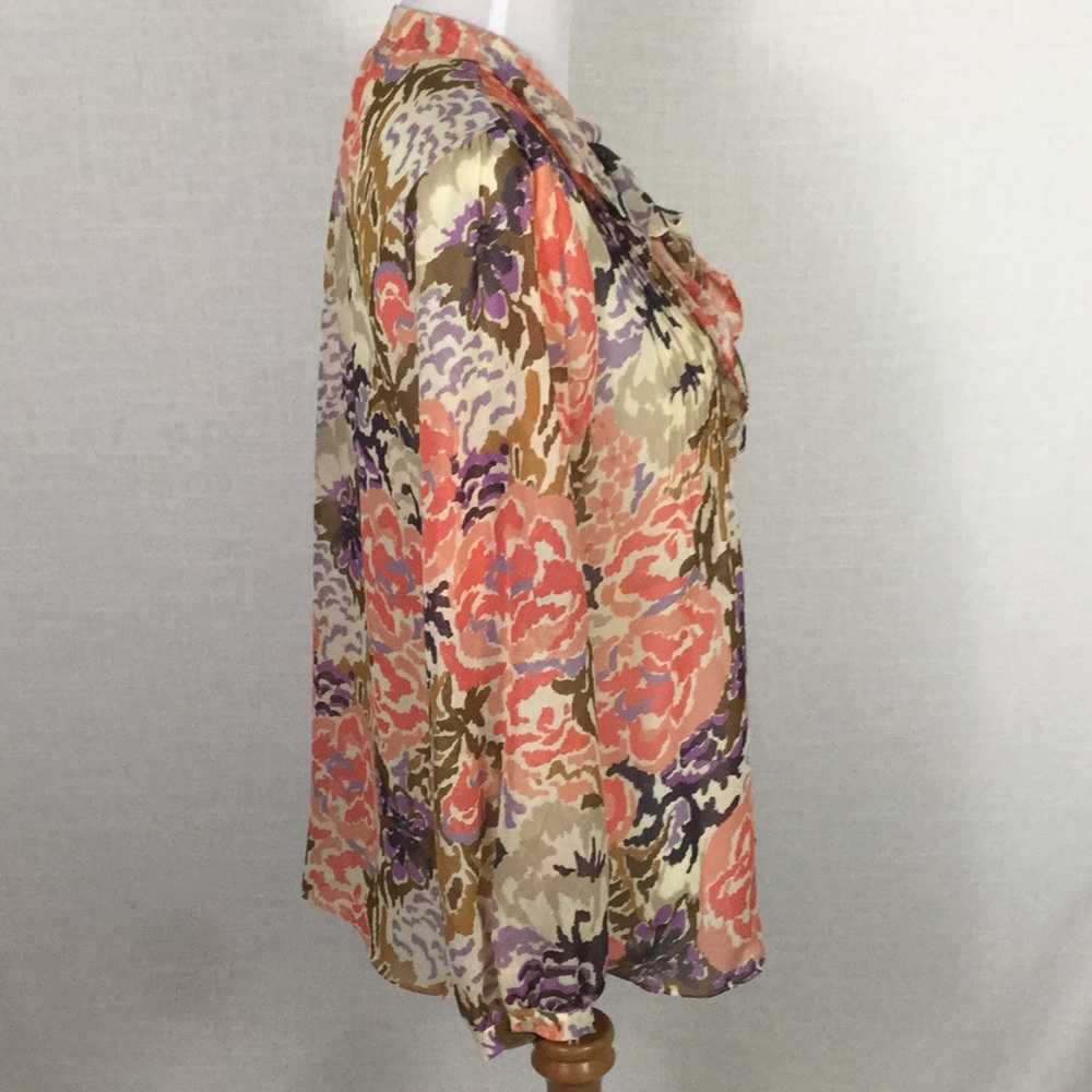 NWOT Lauren Ralph Lauren sheer floral ruffle top - Picture 3 of 7